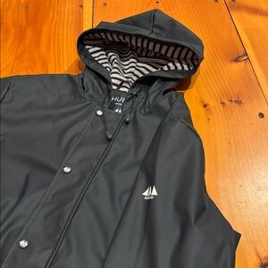 HUBLOT Mode Marine Kids 12 Navy Fleece Lined Waterproof Rain Jacket Stripe